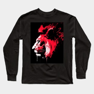 African lion red ink portrait Long Sleeve T-Shirt